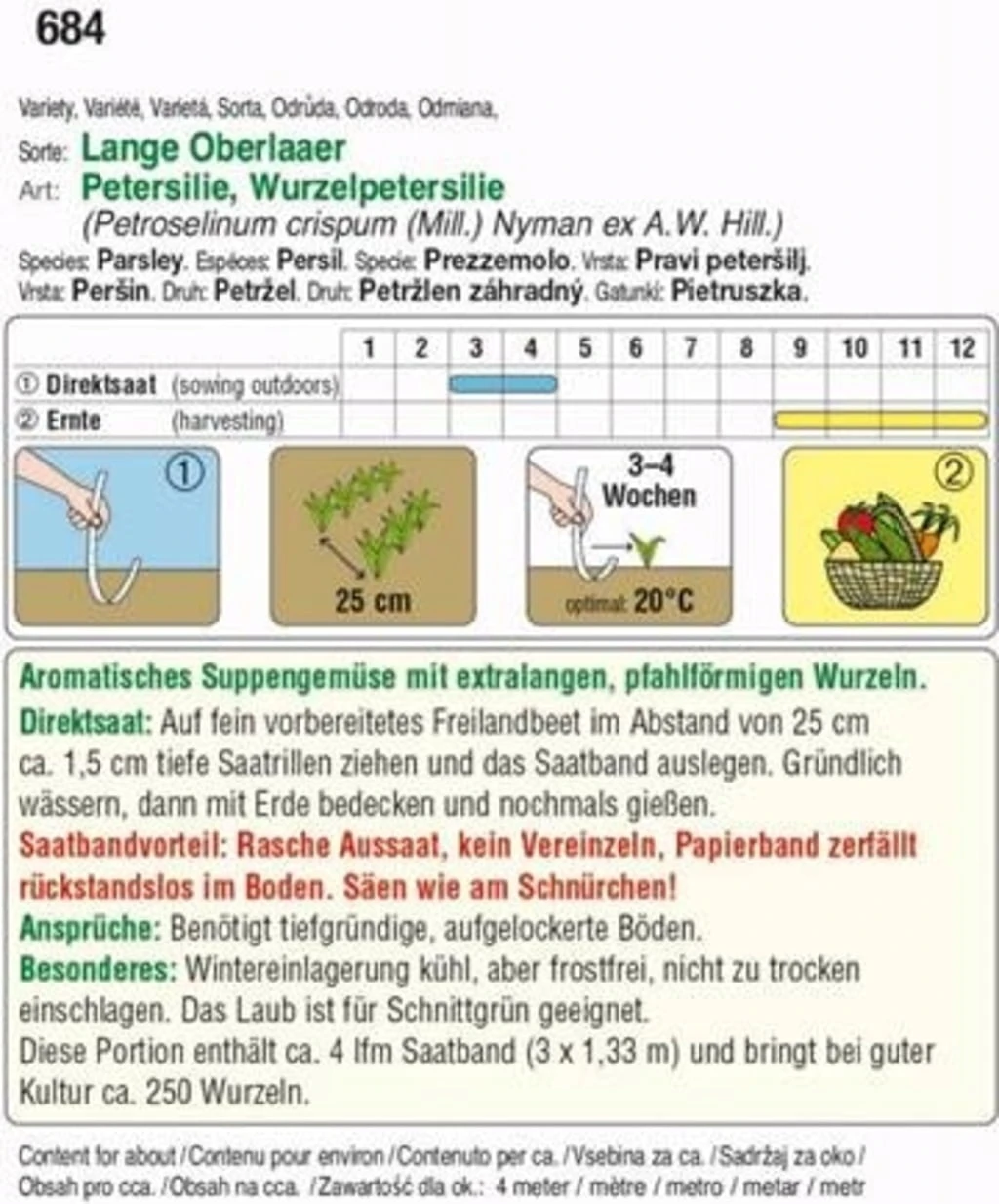 Saatband Wurzelpetersilie"Lange Oberlaaer" 4 Saatband Wurzelpetersilie"Lange Oberlaaer" – Bild 2
