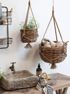 Korb-Blumenampel, H 22 Cm Ø 35 Cm -Deutschland Gartenbedarf Verkäufe 2024 chic antique korb blumenampel 1505984 de