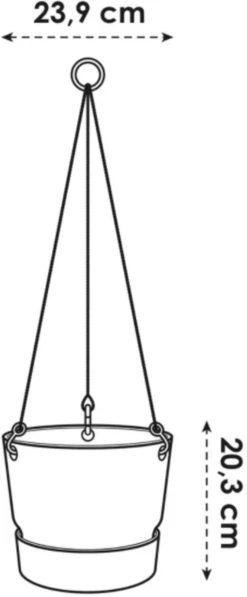 Elho Greenville Hängeampel 24 Cm, Lebhaft Schwarz