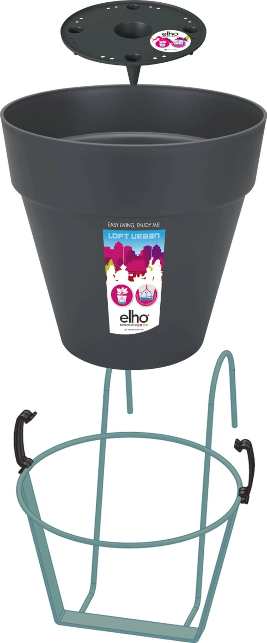 Elho Loft Urban "balkon Potholder", Anthrazit 5 Elho Loft Urban "balkon Potholder", Anthrazit – Bild 3