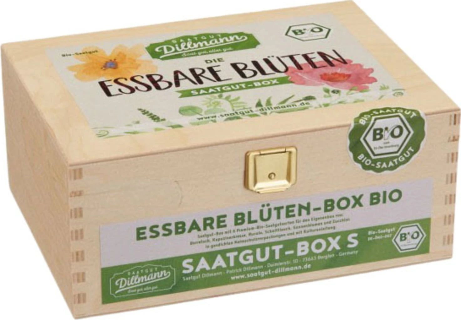 Essbare Blüten Saatgut-Box S Bio, Holzbox 3 Essbare Blüten Saatgut-Box S Bio, Holzbox
