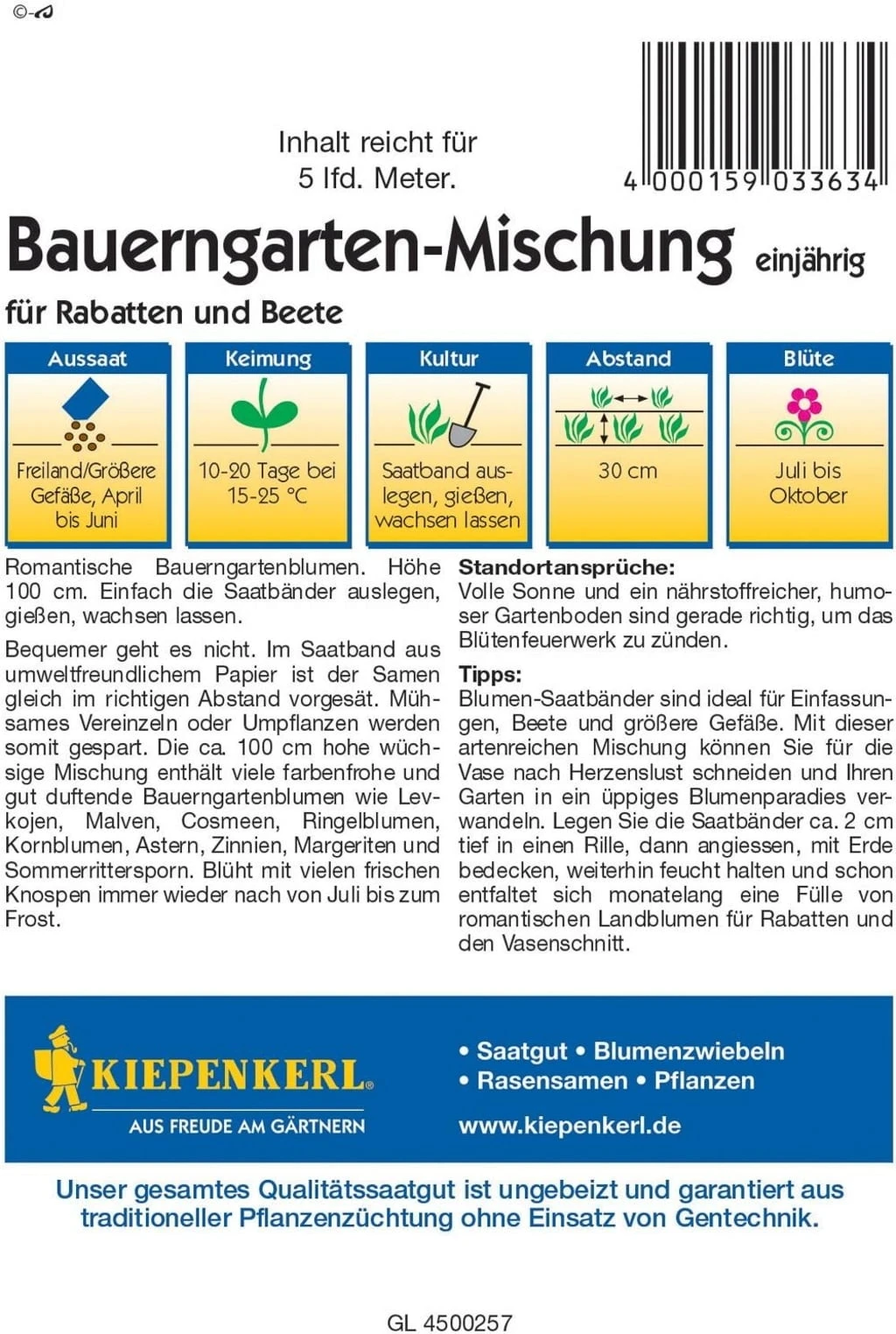 Bauerngarten-Mischung Saatband 3 Bauerngarten-Mischung Saatband