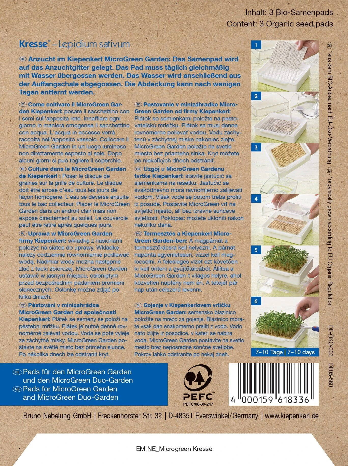 Bio Microgreen Pads Kresse, Nachfüllpad 3 Bio Microgreen Pads Kresse, Nachfüllpad