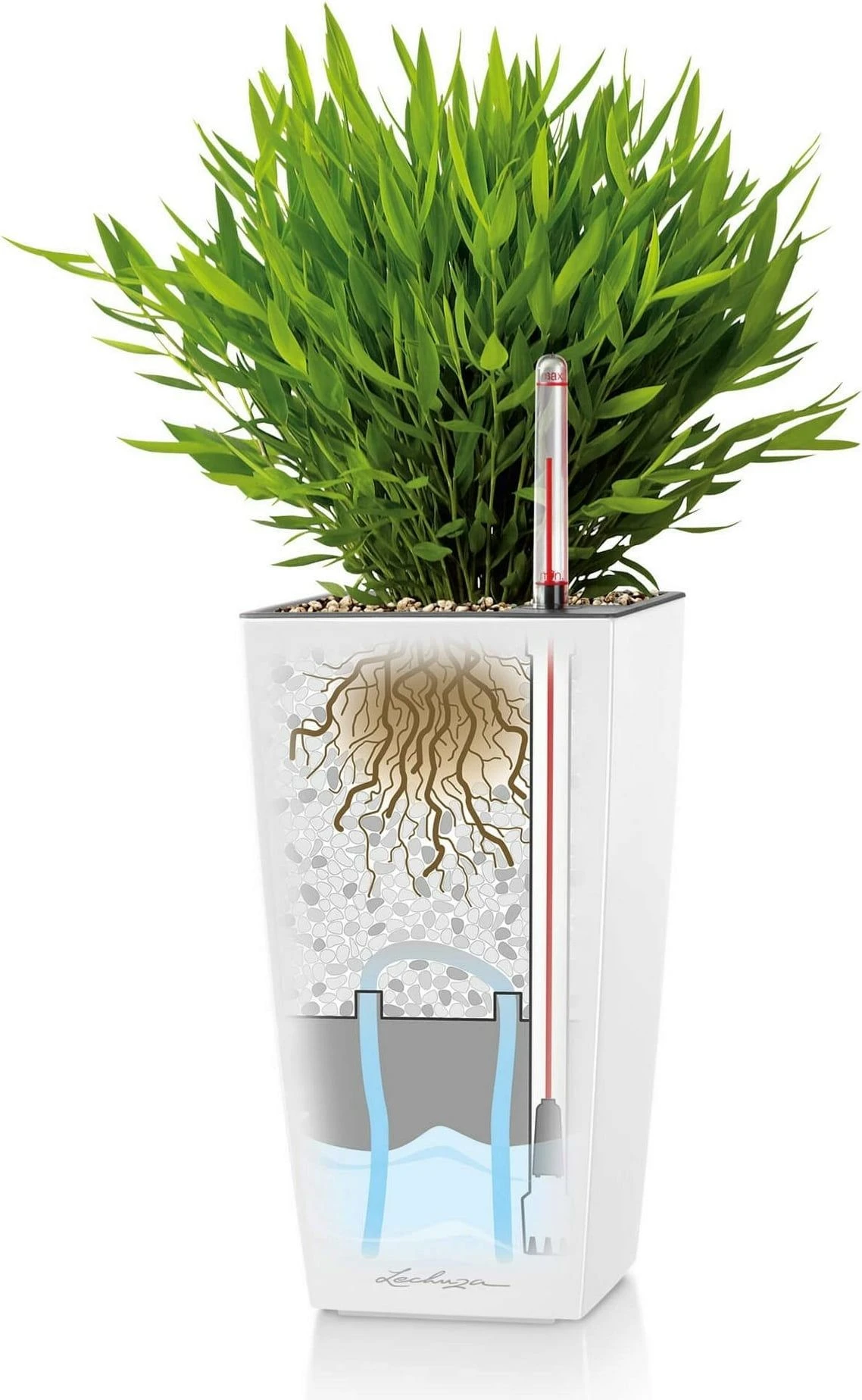 LECHUZA Tischgefäß MAXI CUBI, Weiß Hochglanz 3 LECHUZA Tischgefäß MAXI CUBI, Weiß Hochglanz