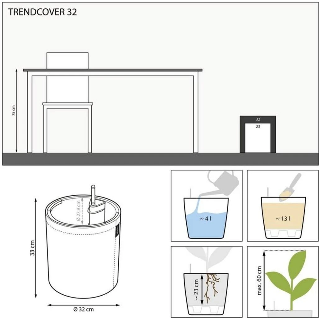 LECHUZA Pflanzgefäß TRENDCOVER "Kork" 32, Dark Natural 4 LECHUZA Pflanzgefäß TRENDCOVER "Kork" 32, Dark Natural – Bild 2