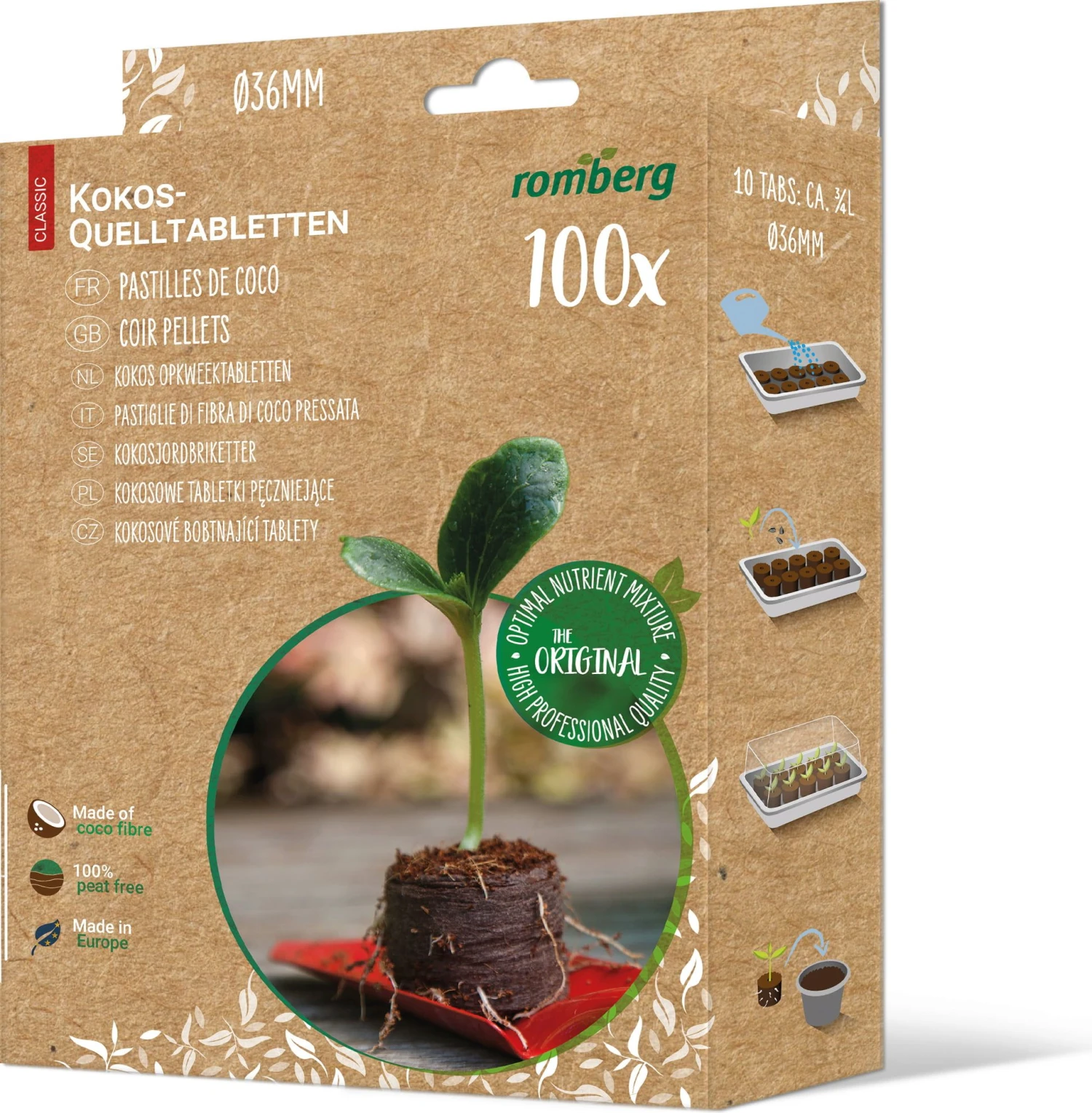 Kokos-Quelltabletten - Ø 36 Mm, 100 (100 Stück) 3 Kokos-Quelltabletten - Ø 36 Mm, 100 (100 Stück)
