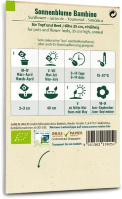 Bio Sonnenblume "Bambino" 5 Bio Sonnenblume "Bambino" -Deutschland Gartenbedarf Verkäufe 2024 samen maier bio sonnenblume bambino 1670624 de