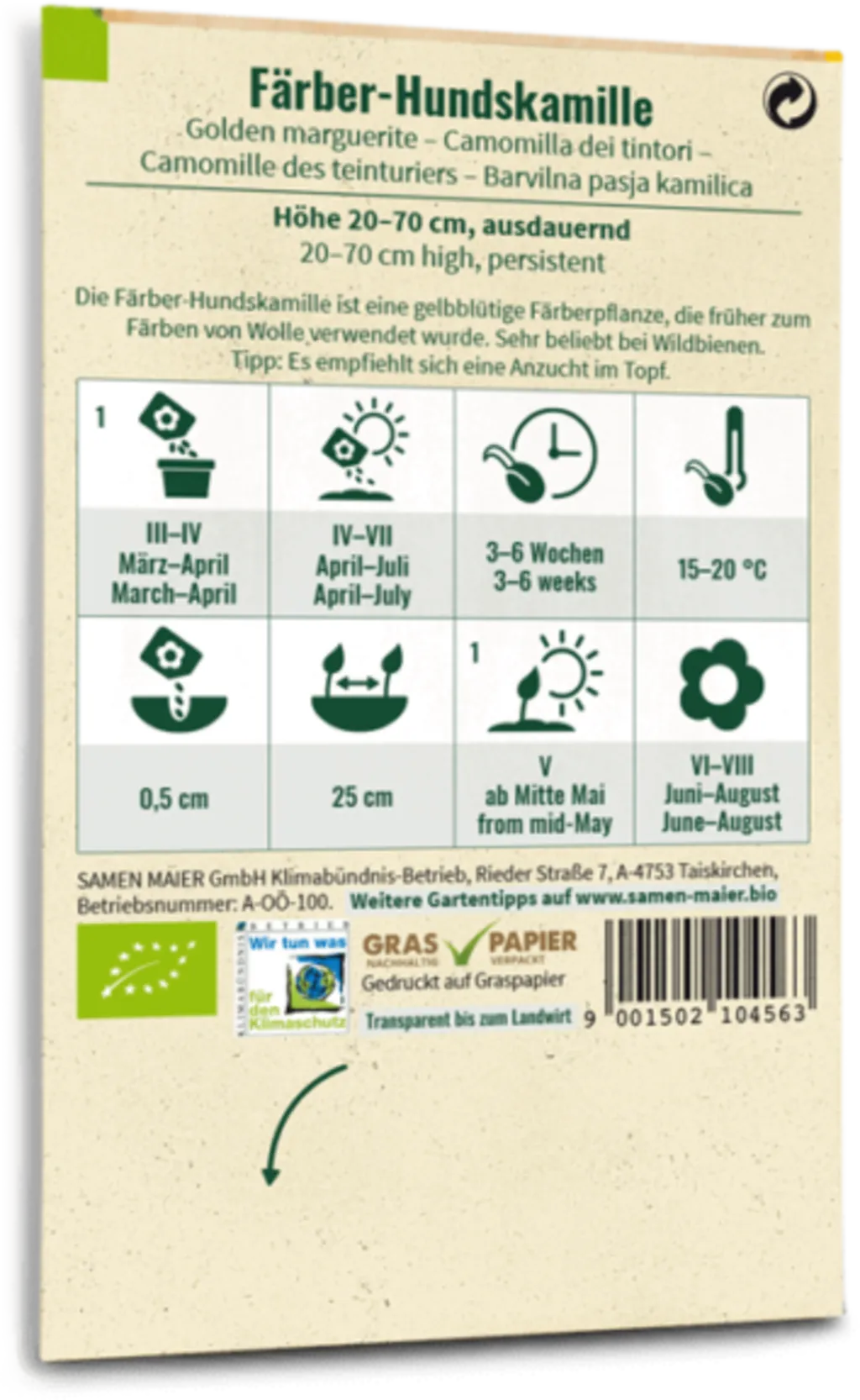 Bio Wildblume Färber-Hundskamille 4 Bio Wildblume Färber-Hundskamille – Bild 2