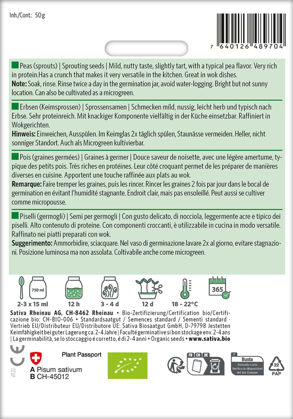 Bio Keimsprossen "Erbsen" 3 Bio Keimsprossen "Erbsen"