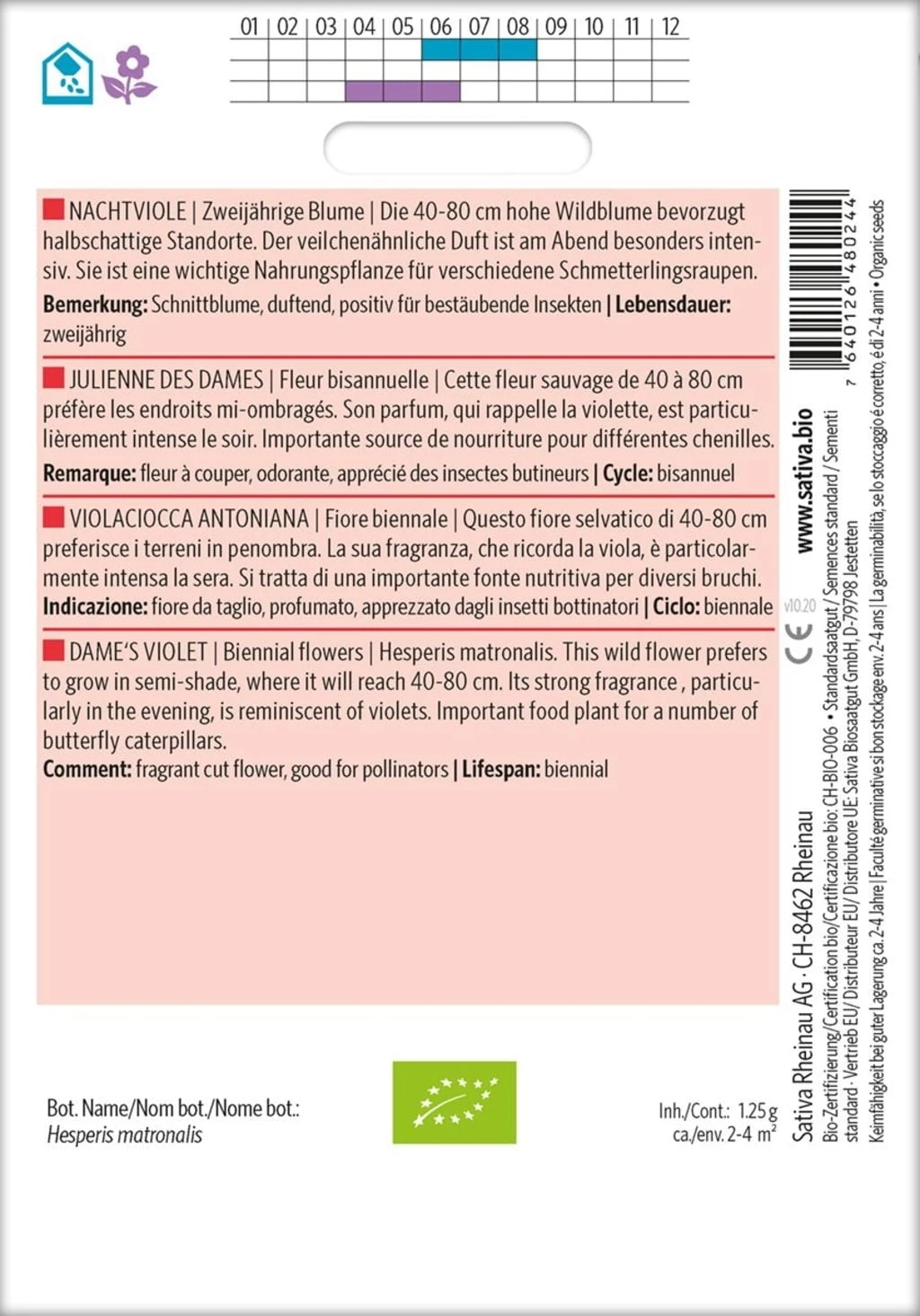 Bio Zweijährige Blume "Nachtviole" 4 Bio Zweijährige Blume "Nachtviole" – Bild 2